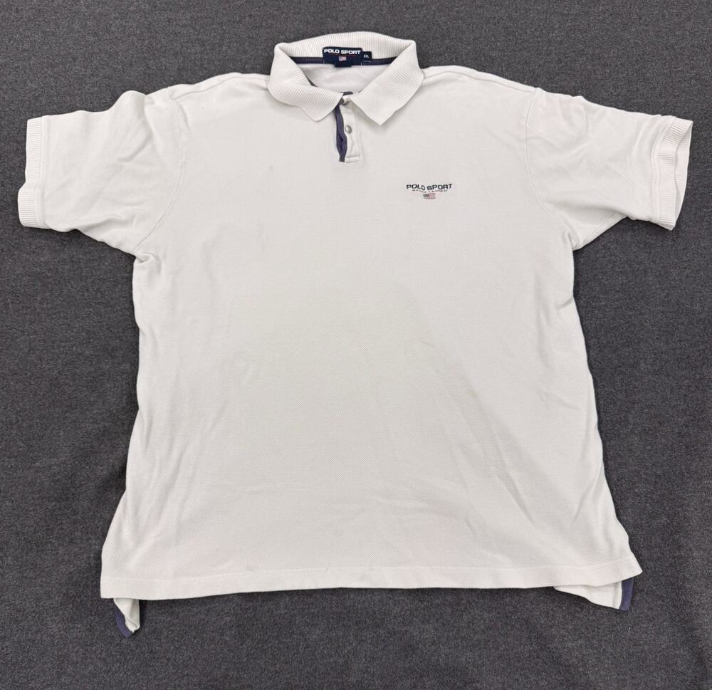 Polo Sport Ralph Lauren Men's White Solid Knit Polo Shirt XXL Embroidered